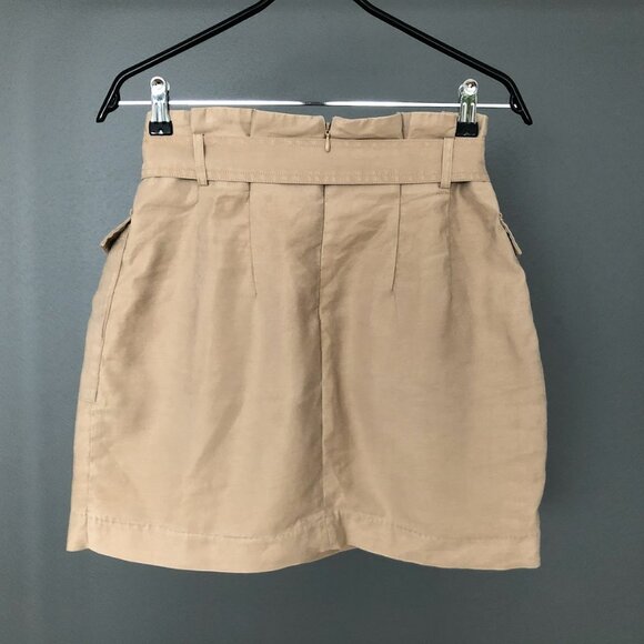 H&M Kakhi Cargo Skirt with Removable Tie Belt Paper Bag Style Beige Skirt - Picture 2 of 5